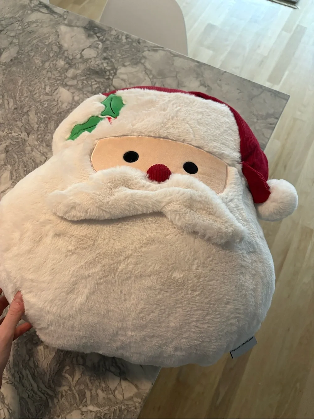 New Large Plush Santa Holiday Decorative Pillow - White and Red
